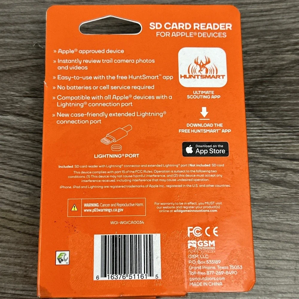 New NIB Wildgame Innovations SD‎ Card Reader For Apple Lightning Port Devices